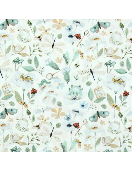 Cotton poplin fabric - Nato white and green