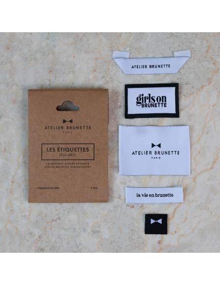 Set of 5 woven sew-on labels - Assorted