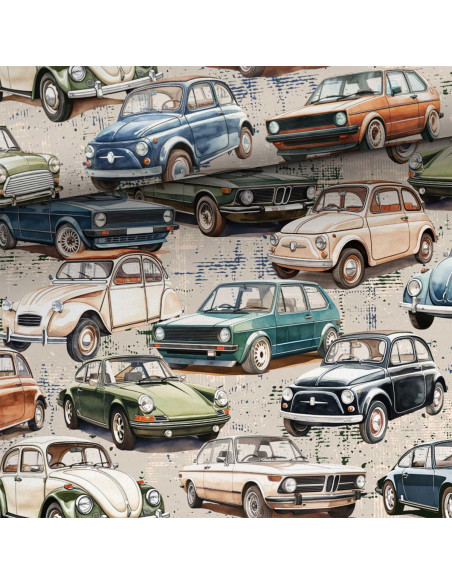 Premium cotton fabric - Vintage cars