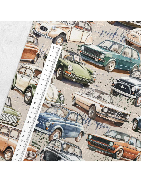 Premium cotton fabric - Vintage cars