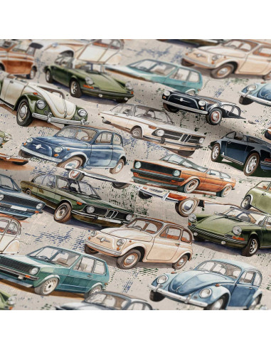 Premium cotton fabric - Vintage cars