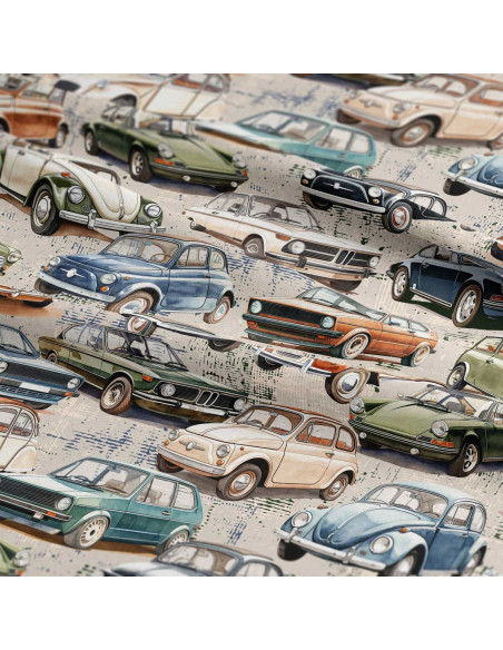 Premium cotton fabric - Vintage cars