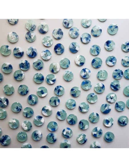 Pack of 15 buttons in bioresin 15 mm 4 holes - Mermaid