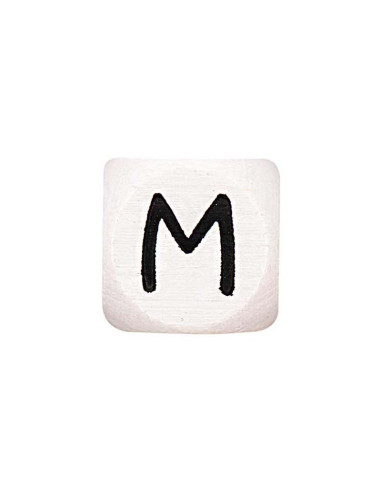 Perle lettre alphabet cube en bois blanc
