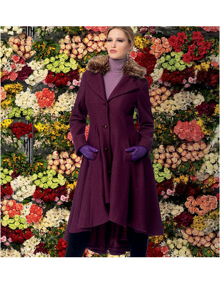 Lined coat pattern, belt, collar, and removable hood - McCall's 6800