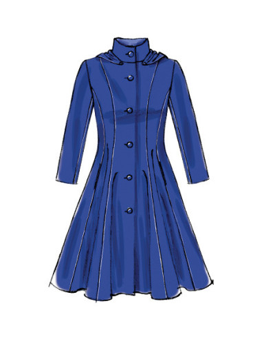 Lined coat pattern, belt, collar, and removable hood - McCall's 6800