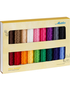 Box of 18 Mettler Polysheen embroidery threads 200m
