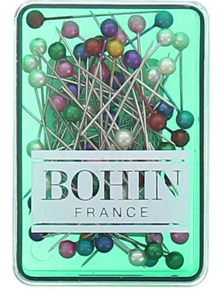 Box of 70 extra-fine pins with pearl heads by Bohin