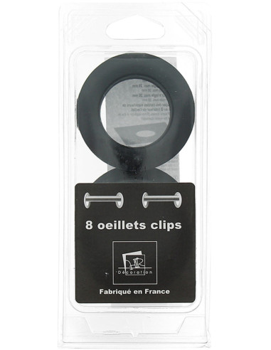 Set of 8 curtain eyelets Ø44 mm - Mats - Black