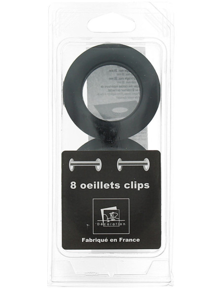 Set of 8 curtain eyelets Ø44 mm - Mats - Black