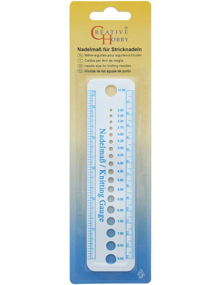 Needle gauge for knitting needles