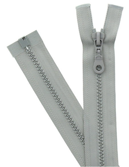 Light gray synthetic separating zipper