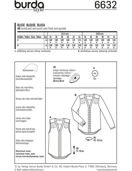 Blouse pattern - Burda 6632