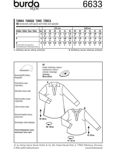 Tunic pattern - Burda 6633