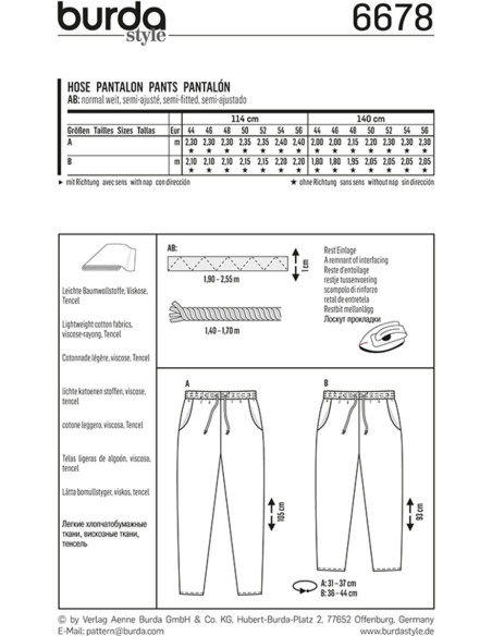 Pants pattern - Burda 6678
