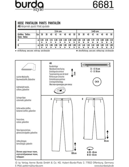 Pants pattern - Burda 6681
