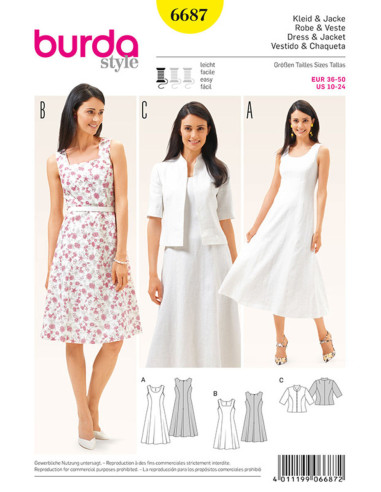 Dress and Jacket Pattern - Burda 6687