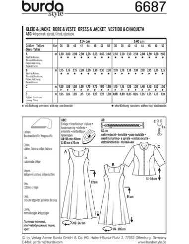 Dress and Jacket Pattern - Burda 6687