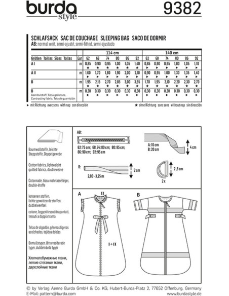 Sleeping bag pattern - Burda 9382