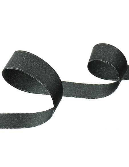 Lurex satin ribbon - Anthracite gray