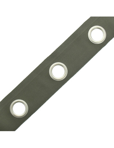 Matte silver eyelet band - Khaki gray