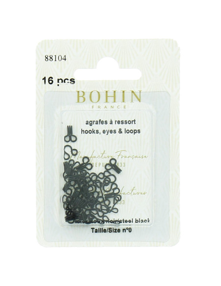 Agrafes métal  à ressorts Bohin  - Noir