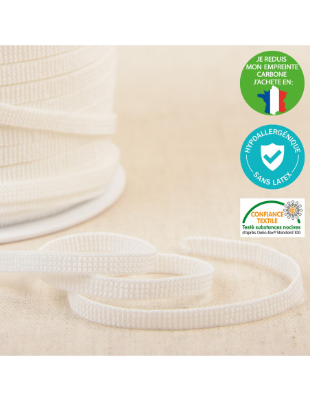 Elastique hypoallergénique sans latex - Blanc