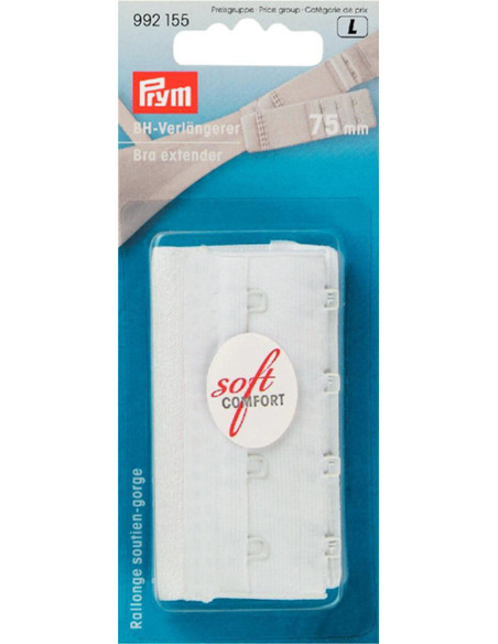 Bra extender - 75 mm - 4 hooks - White