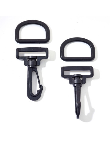 Set of 30 mm black plastic carabiners