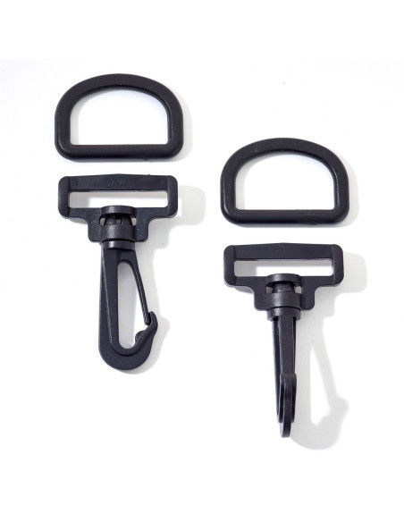 Set of 40 mm black plastic carabiners