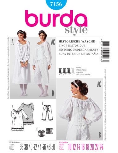 Historical lingerie pattern - Burda 7156
