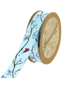 Japanese-style foliage satin ribbon - 15 mm x 5 m