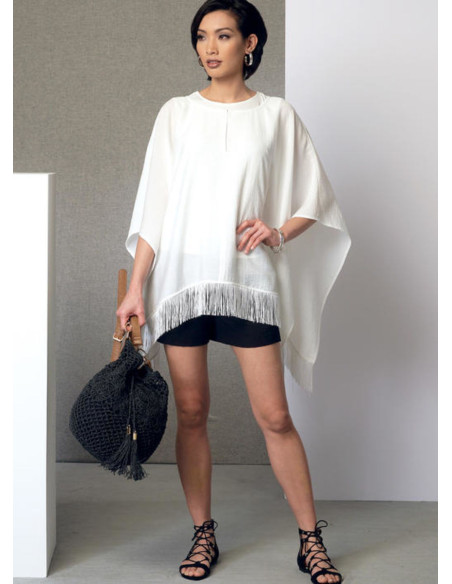 Poncho, top, shorts, and pants pattern - Vogue 9191
