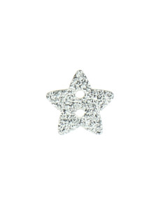 2-hole star glitter button - Silver 2