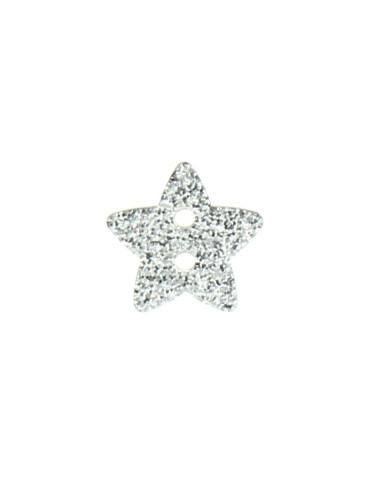 2-hole star glitter button - Silver
