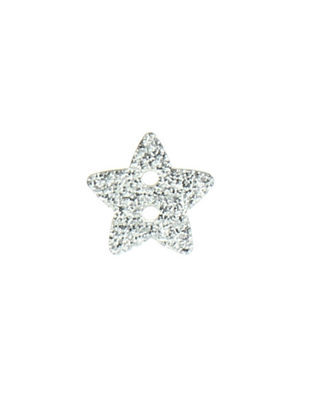 2-hole star glitter button - Silver
