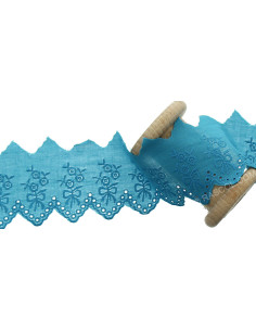 English embroidery bow - Turquoise blue