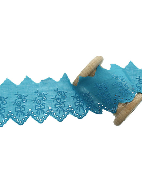 English embroidery bow - Turquoise blue