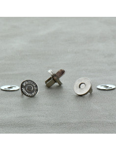 Pack of 2 magnetic clasps 14 mm - Light silver