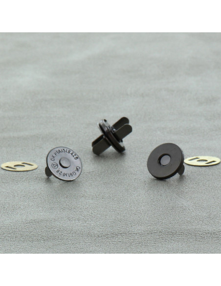 Pack of 2 magnetic clasps 14 mm - Dark silver