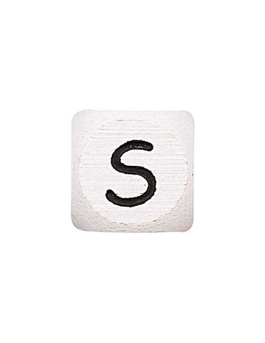 Perle lettre alphabet cube en bois blanc