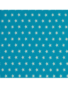 Cotton fabric with stars - Aqua blue and white