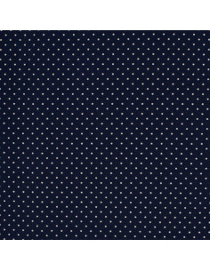 Navy blue and white polka dot cotton fabric