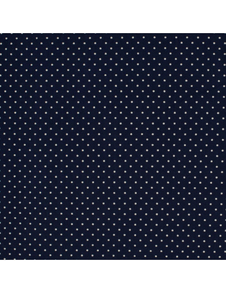 Navy blue and white polka dot cotton fabric