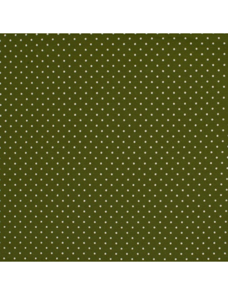 Cotton fabric with small polka dots - Khaki and white