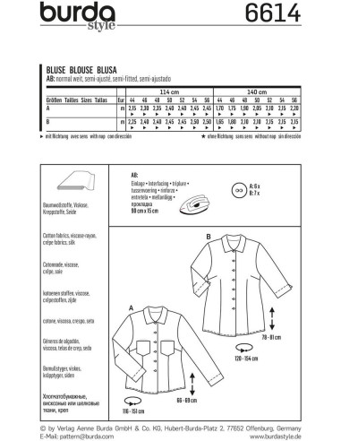 Blouse Pattern - Burda 6614