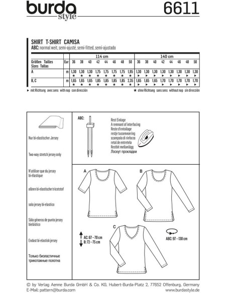 T-shirt pattern - Burda 6611