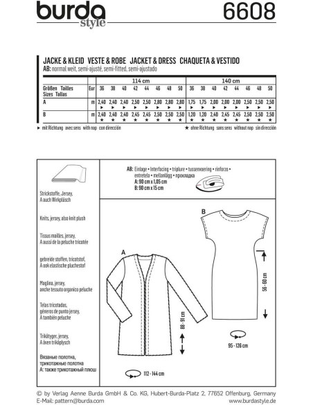 Jacket & Dress Pattern - Burda 6608