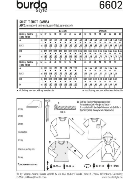 T-shirt pattern - Burda 6602