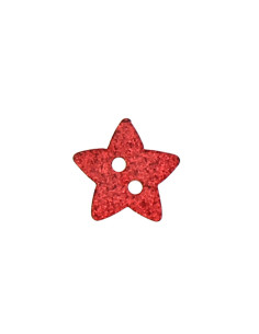 2-hole star glitter button - Red 2